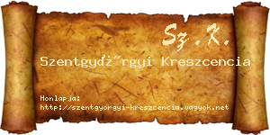 Szentgyörgyi Kreszcencia névjegykártya